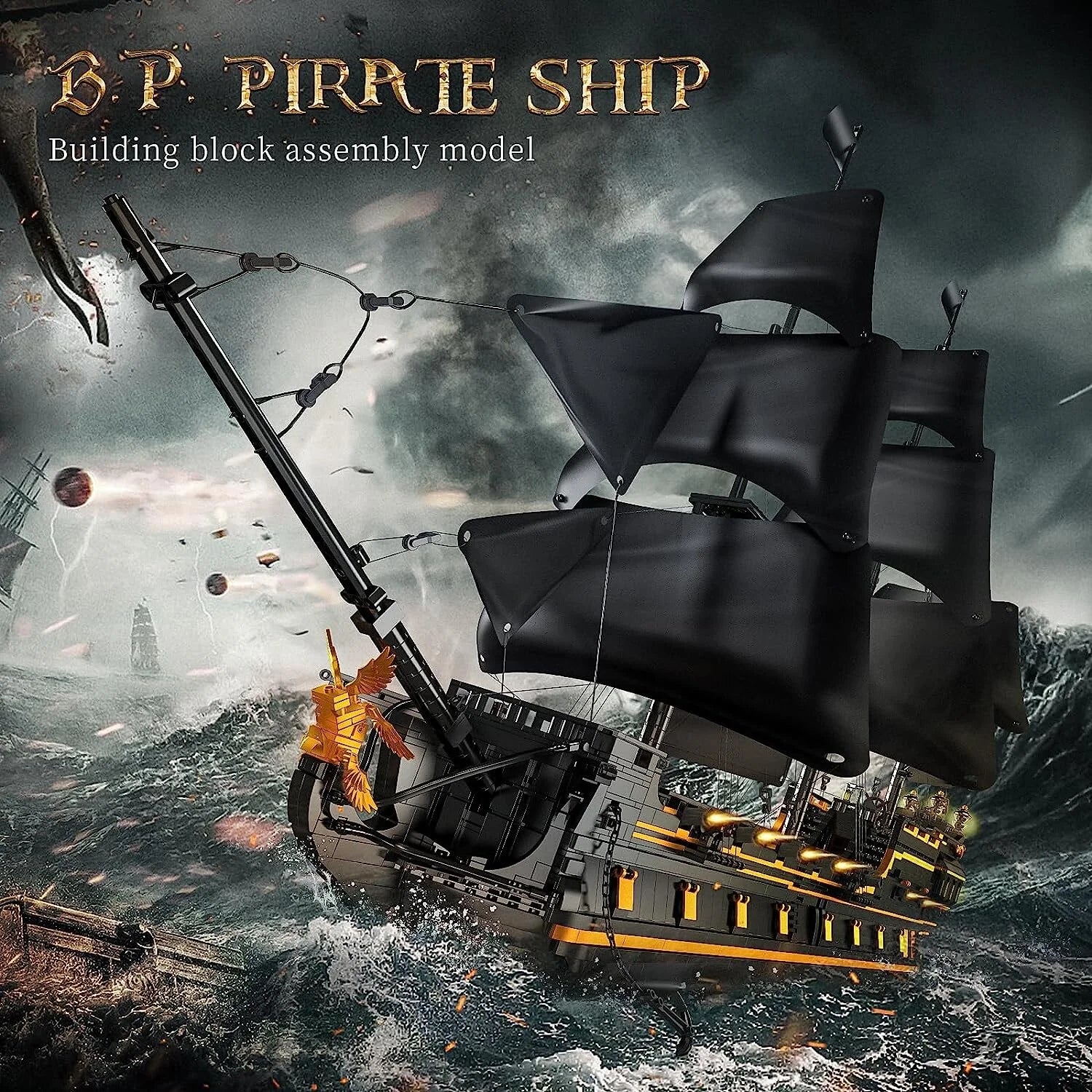 Mould King 13186 Piratenschiff Black Pearl B.P Ⅱ