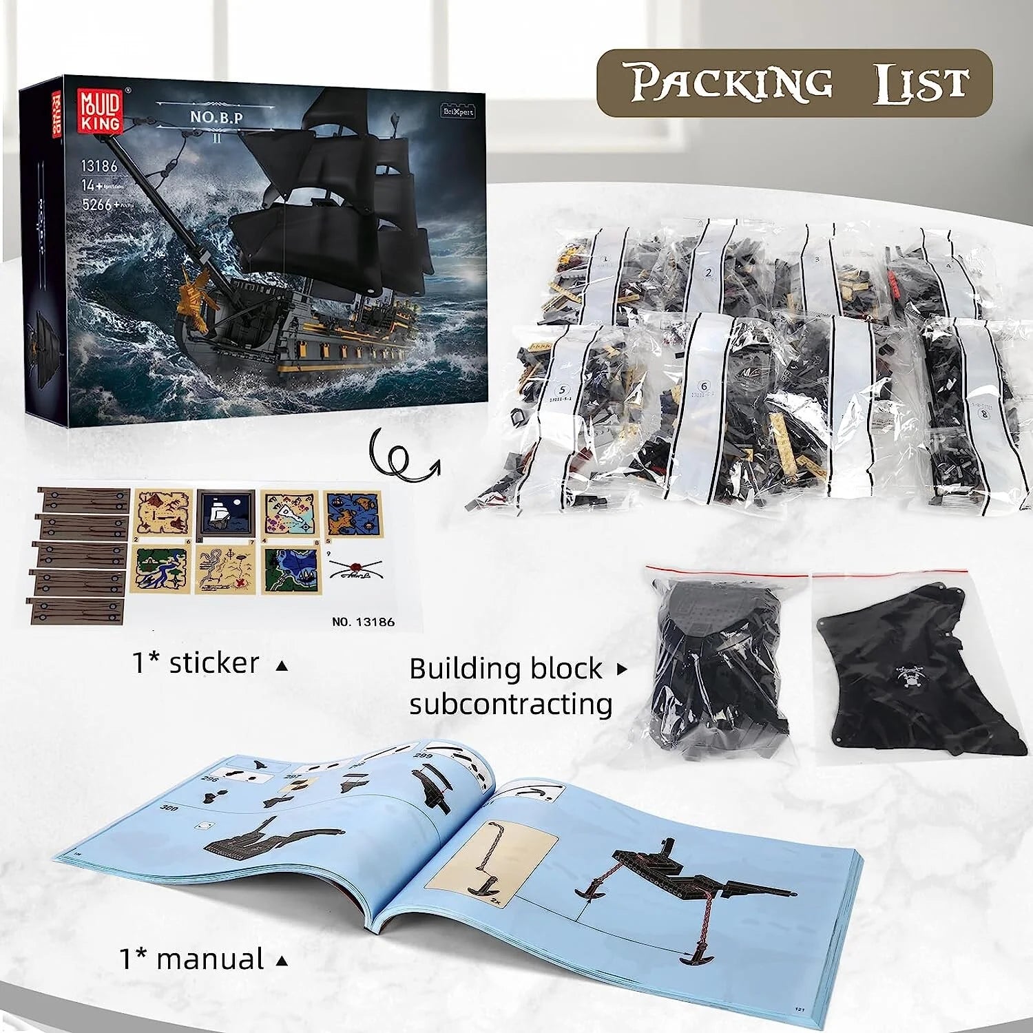 Mould King 13186 Piratenschiff Black Pearl B.P Ⅱ