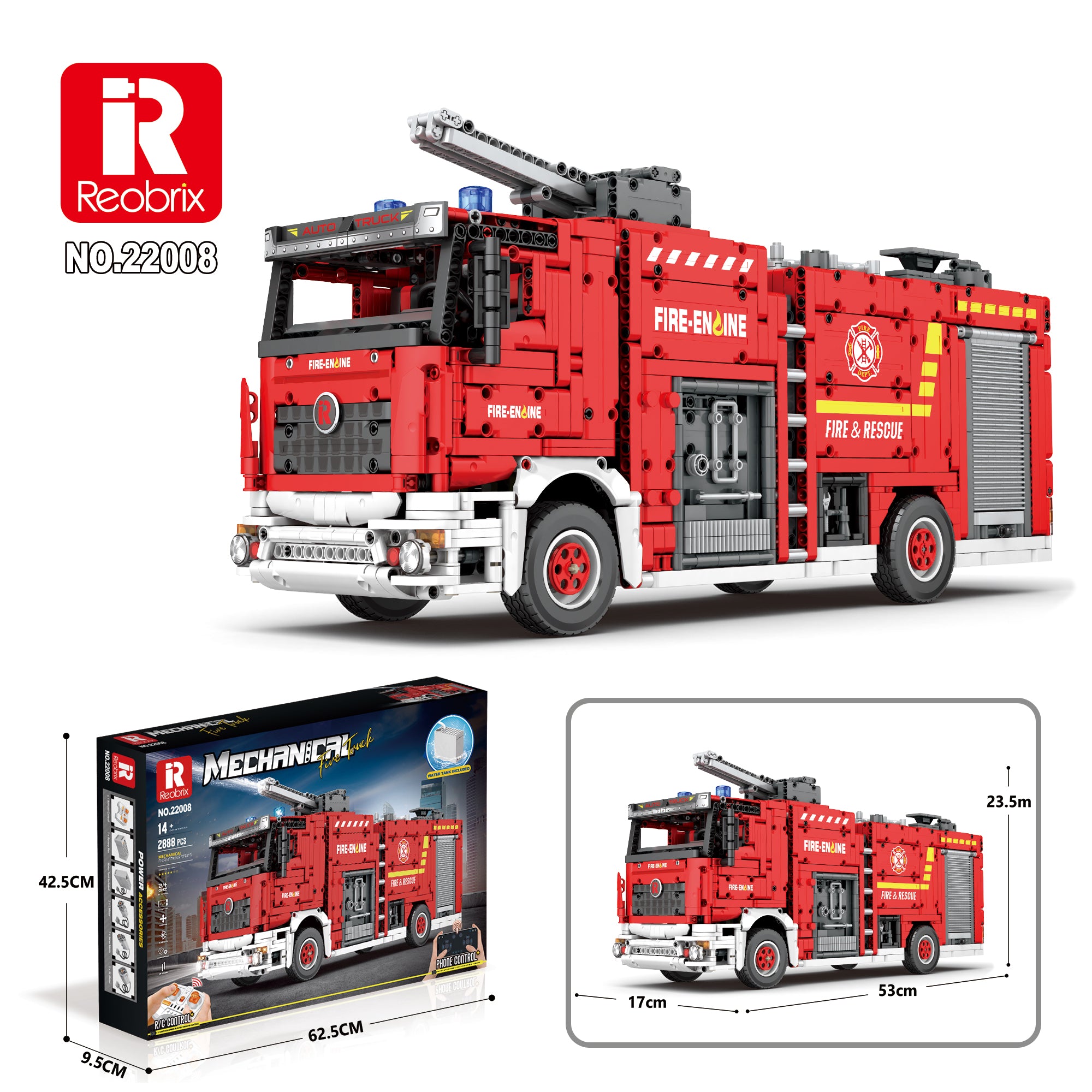 Reobrix 22008 Fire Truck Fire Rescue – RC Tanklöschfahrzeug