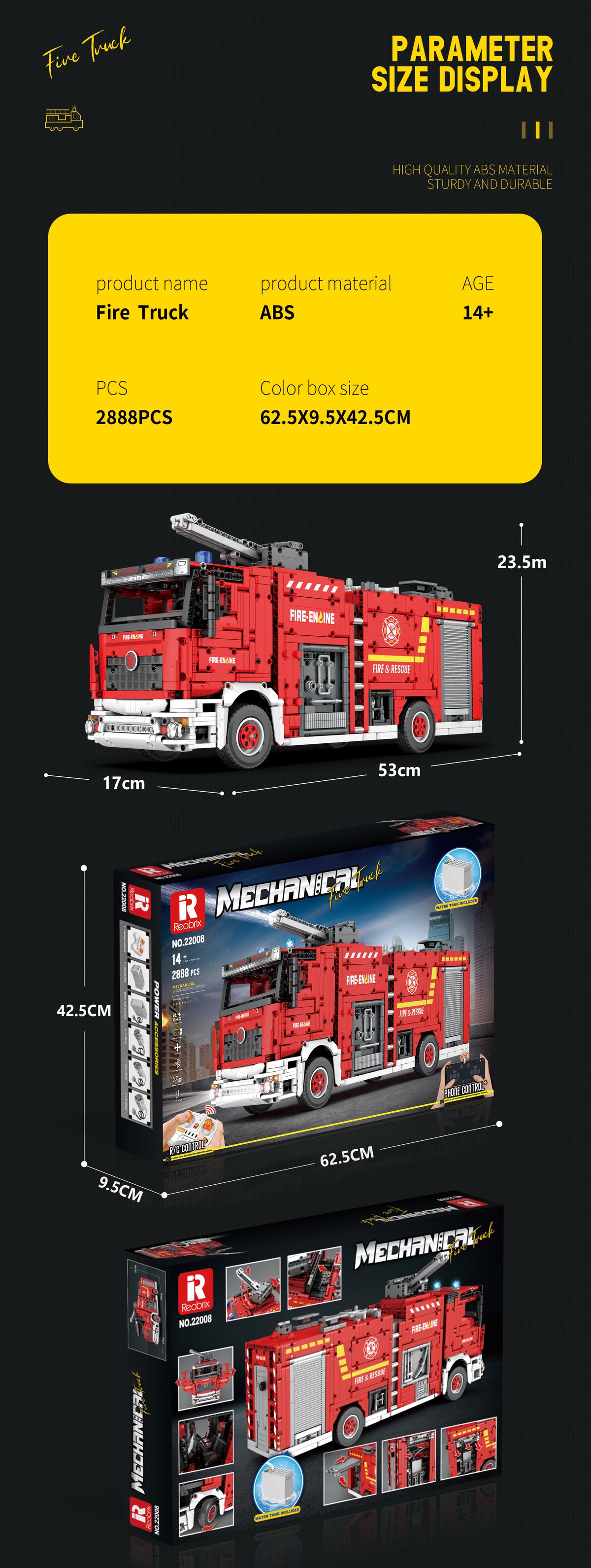 Reobrix 22008 Fire Truck Fire Rescue – RC Tanklöschfahrzeug